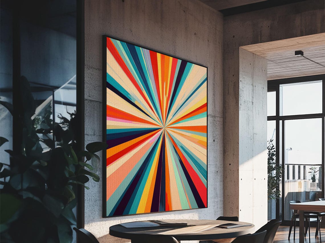 Colorful Starburst Rays Mid Century Modern Abstract Wall Art Poster - Image 6