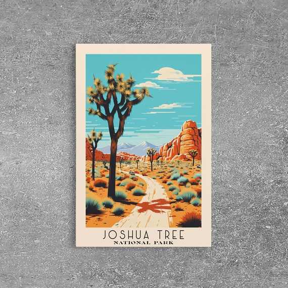 Joshua Tree National Park California Travel Art National Park Print Minimalist Travel Art Midcentury Modern Retro Style Landscape