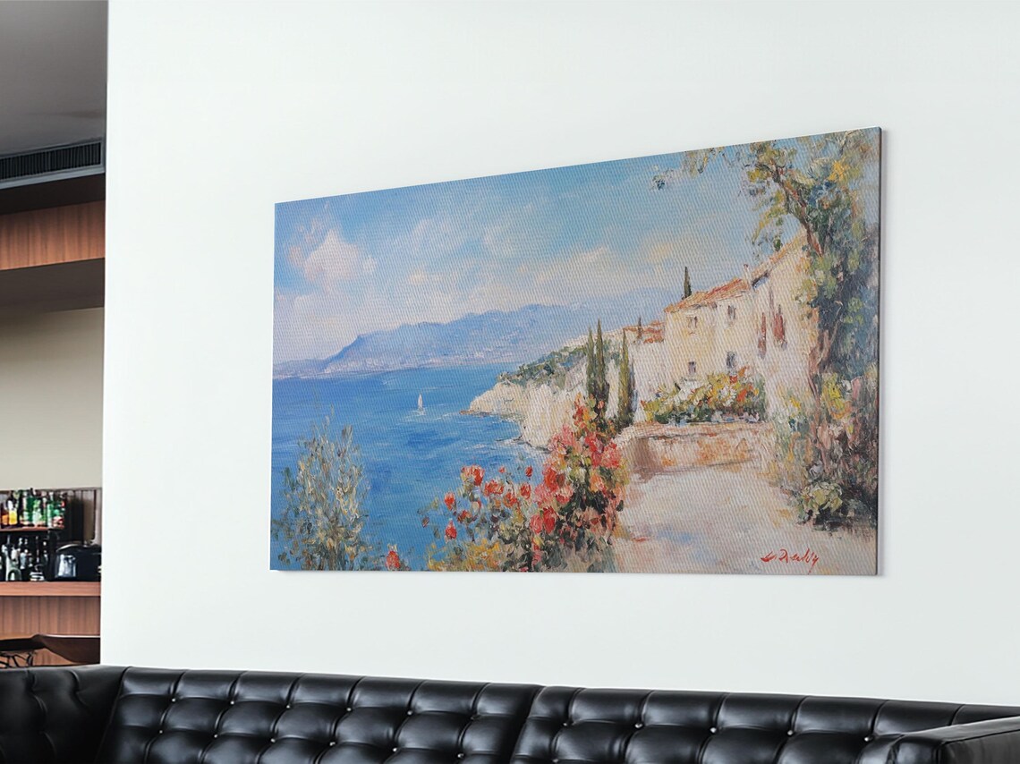 Italian Seaside Village Oil Painting Travel Poster - Image 5