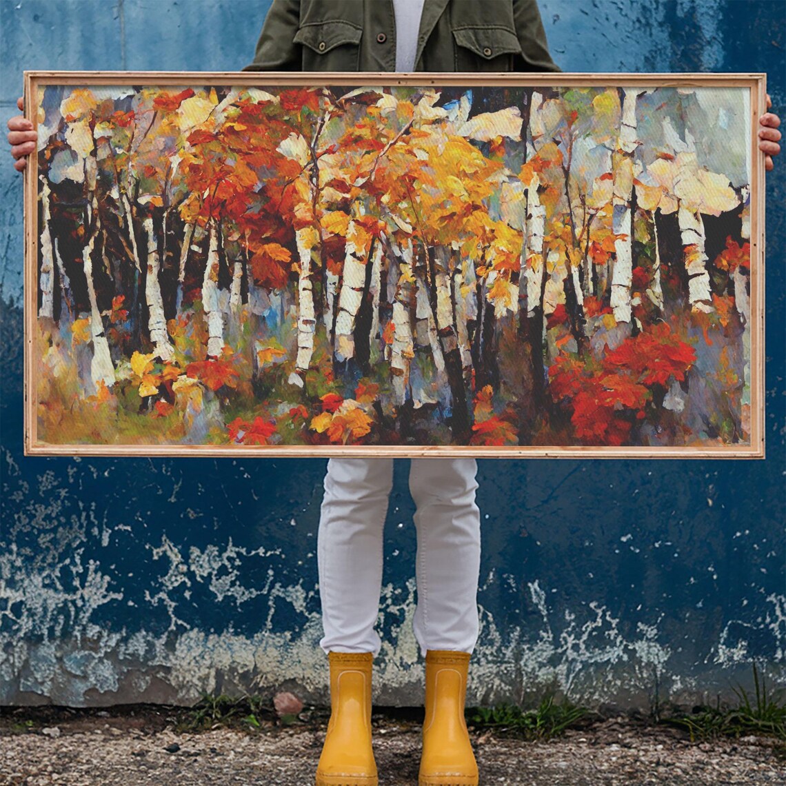 Large Birch Trees Print, Boho Autumn Landscape - Image 5