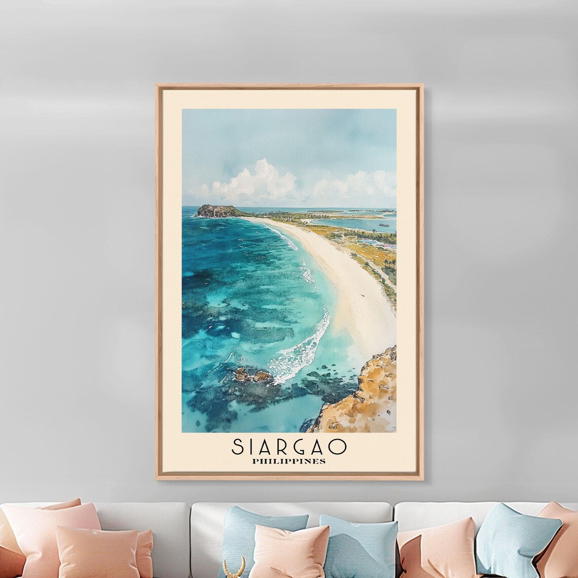 Siargao Philippines Aerial Sandy Beach Turquoise Surf Rocky Coast Poster - Image 2
