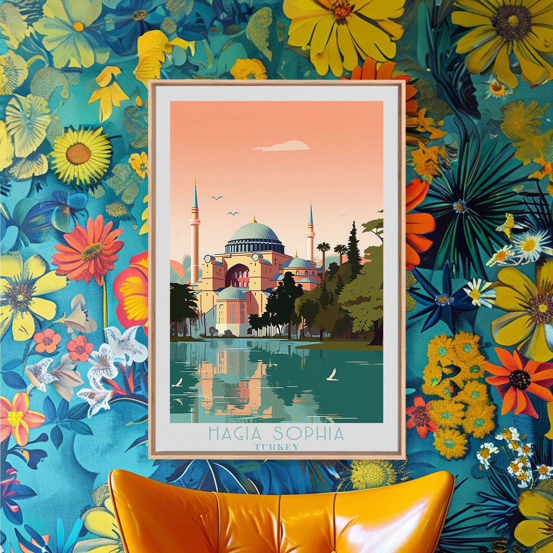 Hagia Sophia Turkey Sunset Mosque Reflection Water View Poster - Image 5