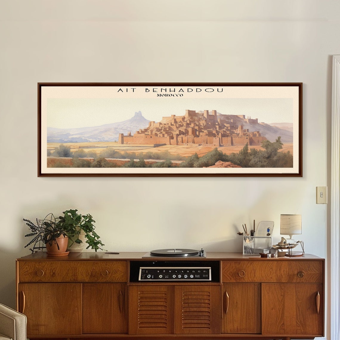 Ait Benhaddou Morocco Kasbah Hilltop Village Desert Watercolor Poster - Image 2
