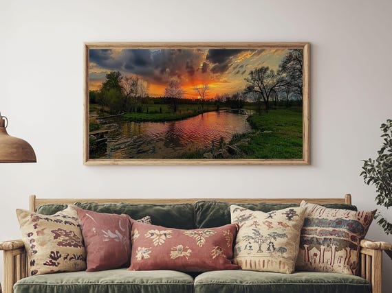Abstract Landscape Wall Art Framed Print East Texas At Sunset Photography Style Print Original Wall Art Panoramic Art
