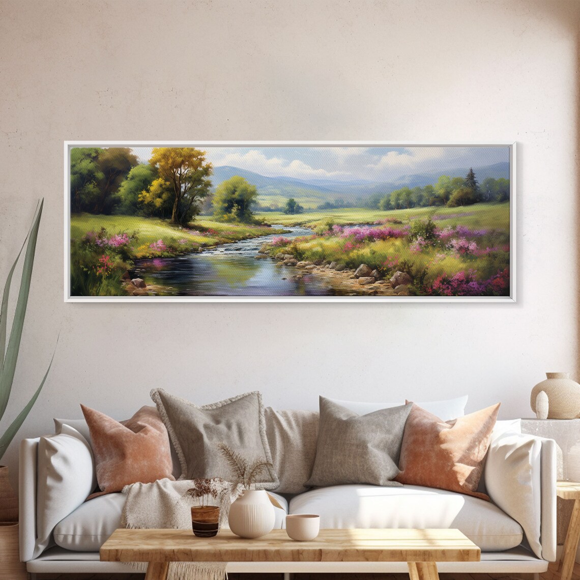 The Meadow Watercolor Panoramic Landscape Art Print - Image 5