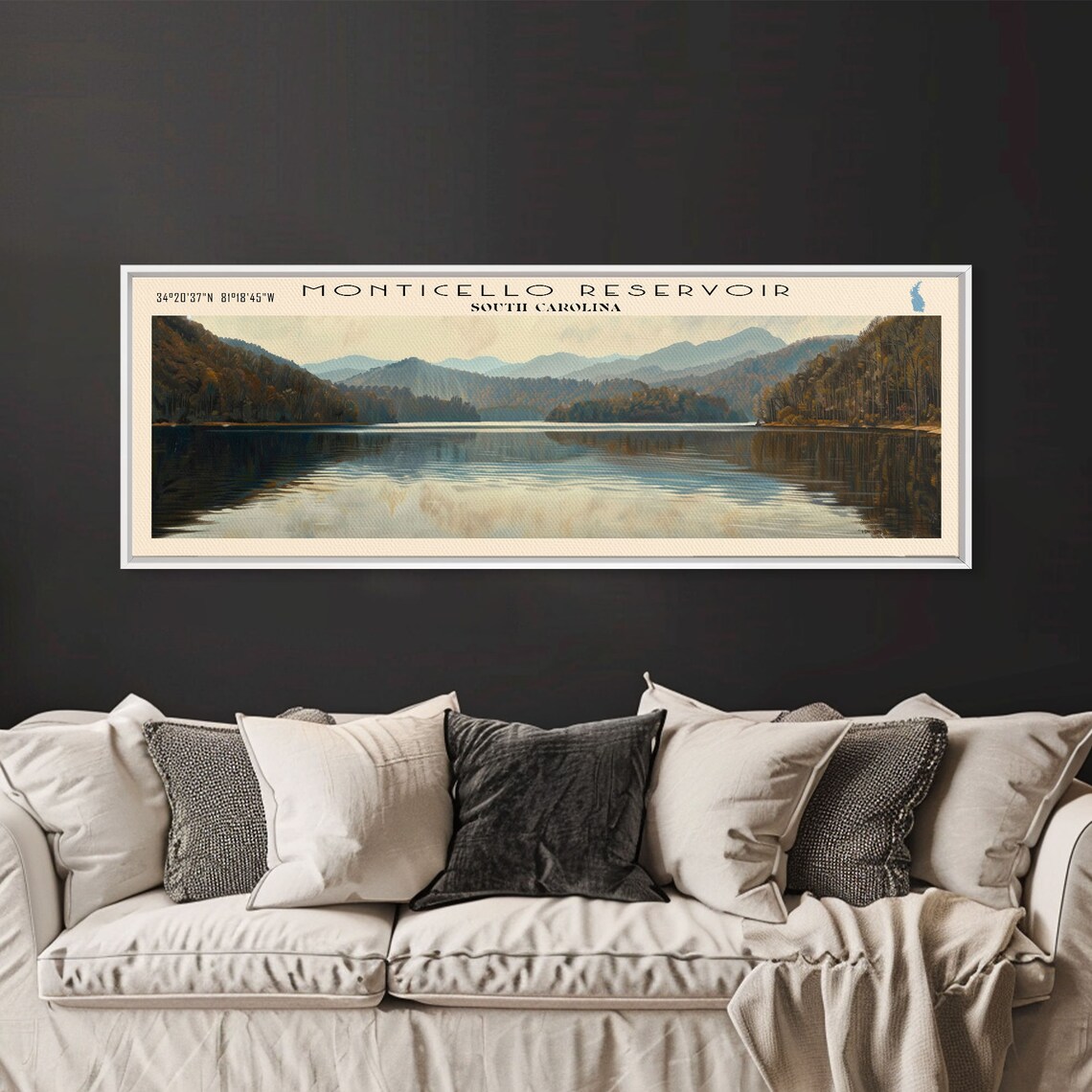 Monticello Reservoir South Carolina Autumn Hills Mirror Lake Poster - Image 2