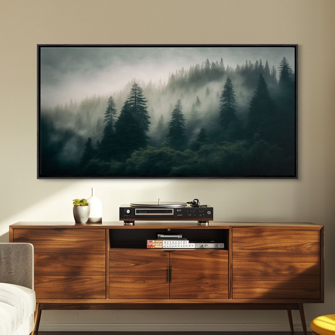 Morning Fog Over A Mountain Forest Art Print