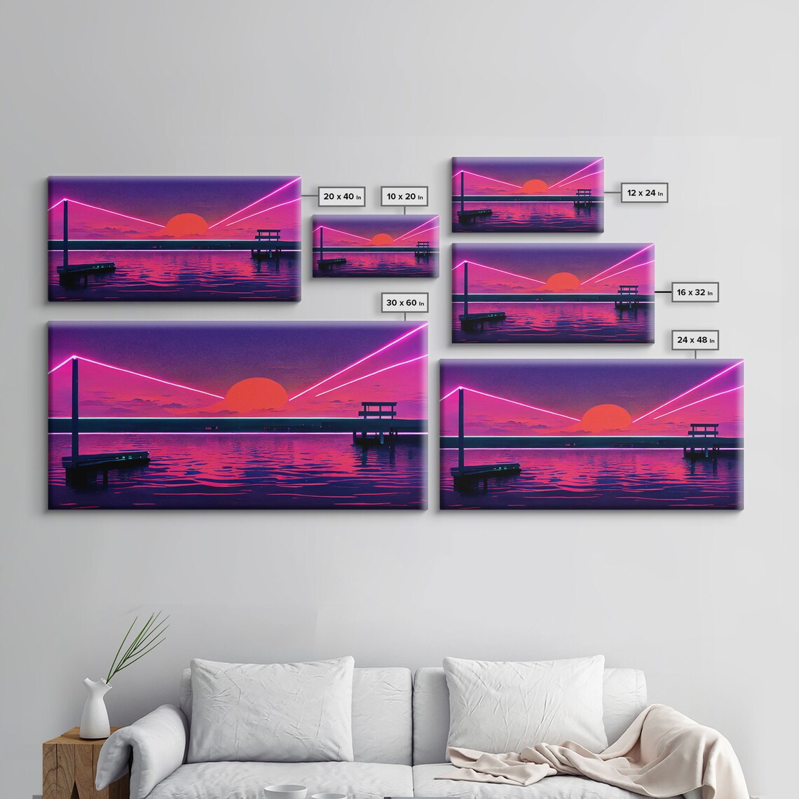 Outrun Style Abstract Art Print, Synthwave Retro Decor - Image 2