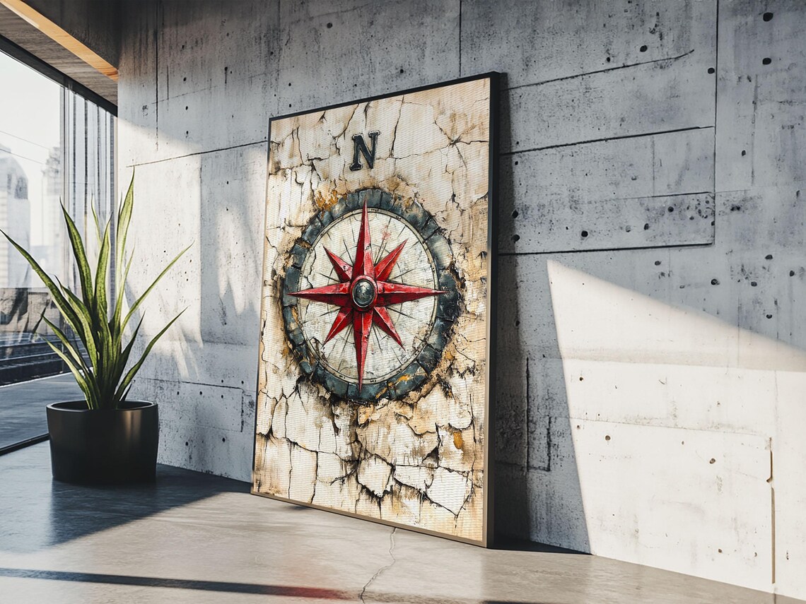 Vintage Compass Rose Art Print, Rustic Home Decor - Image 6