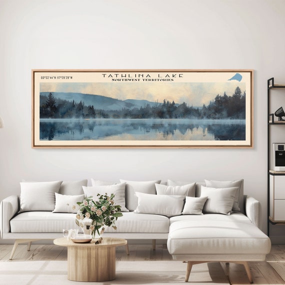 Tathlina Lake Panoramic Wall Art Framed Print Lake House Decor Travel Poster Scenic Landscape Bedroom Decor Nature Art