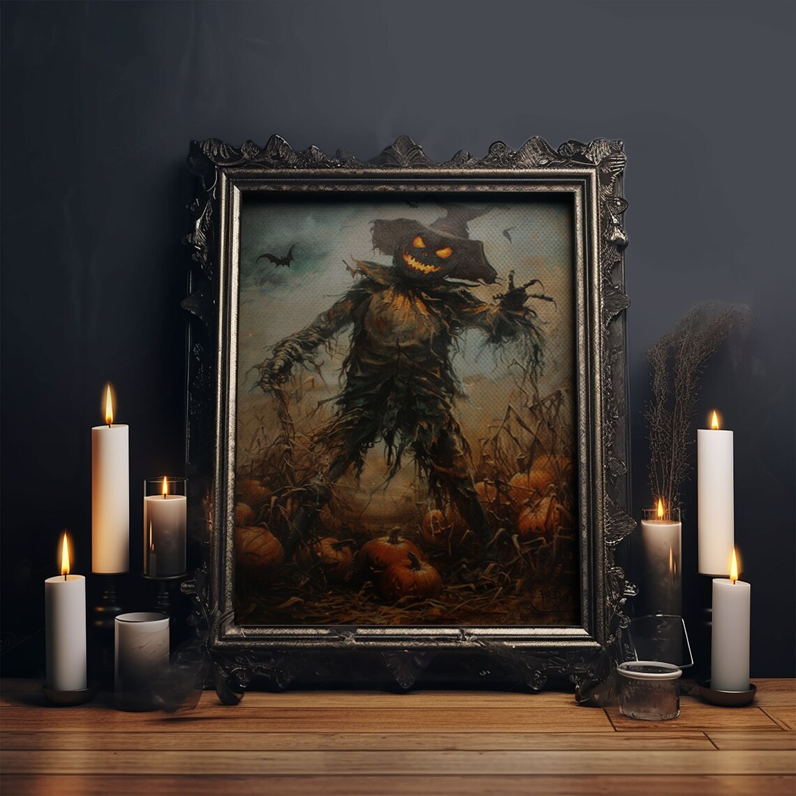 Sinister Pumpkin Head Scarecrow In Harvest Patch Halloween Night Poster - Image 6