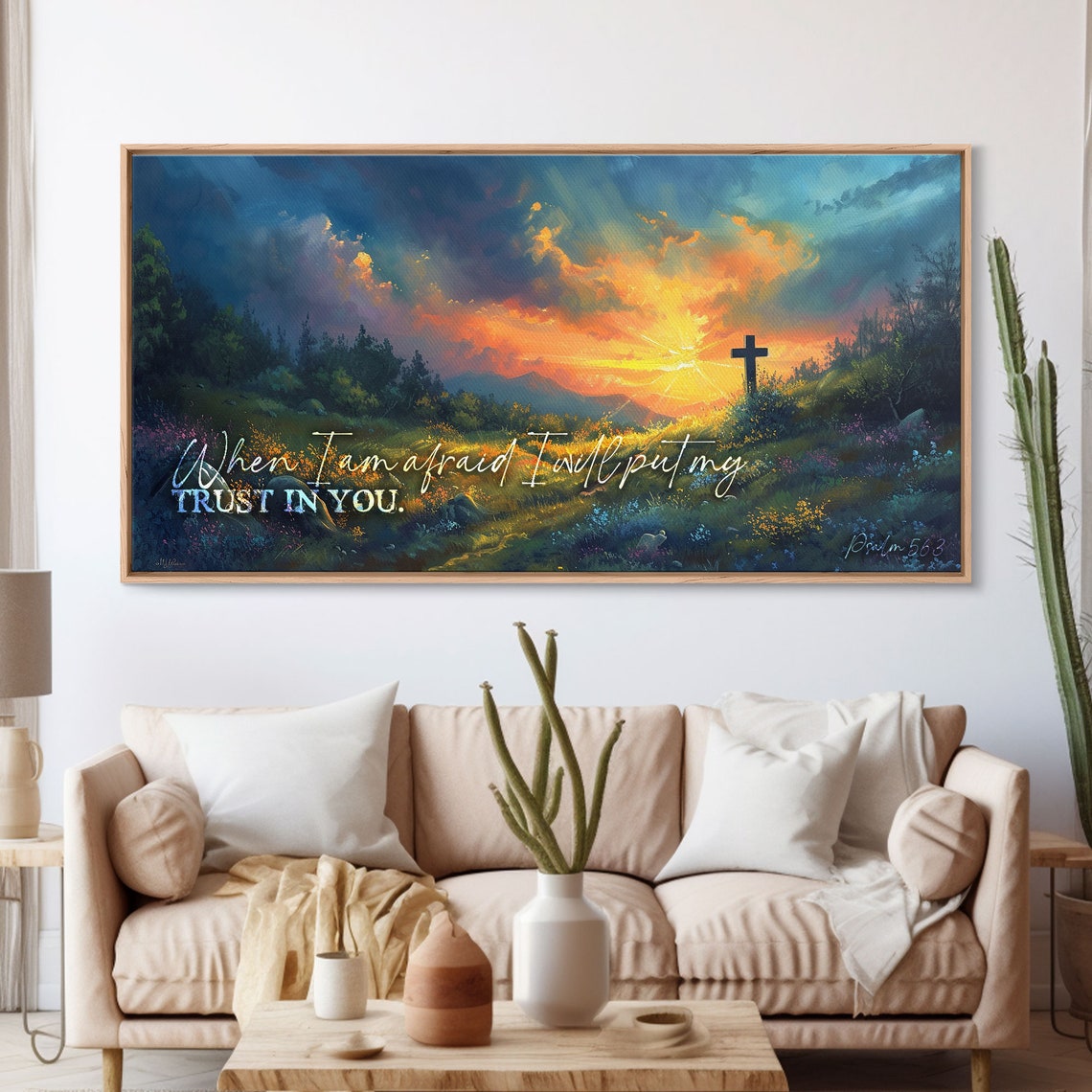 Psalm 563 When I Am Afraid Framed Print Scripture Wall Art Christian Paintings House Warming Gift Bible Verse Print Giant Art - Image 3