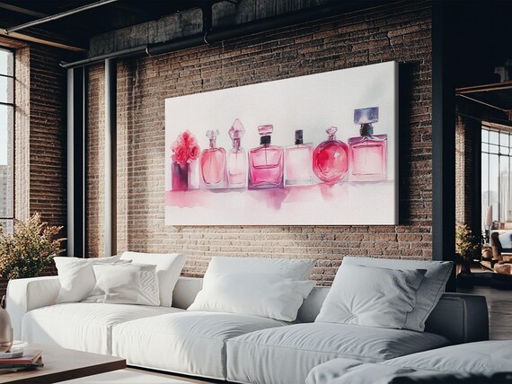 Pink Perfume Bottles Collection Watercolor Vanity Glamour Wall Poster