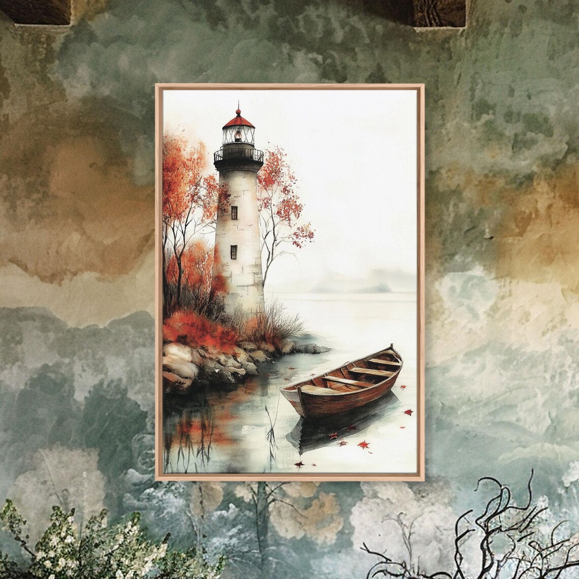 Lighthouse In The Fall, Boho Minimalist Art Print - Image 4