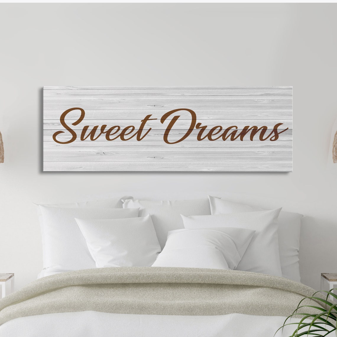 Sweet Dreams Brown Script Whitewashed Wood Bedroom Sign Wall Poster - Image 5