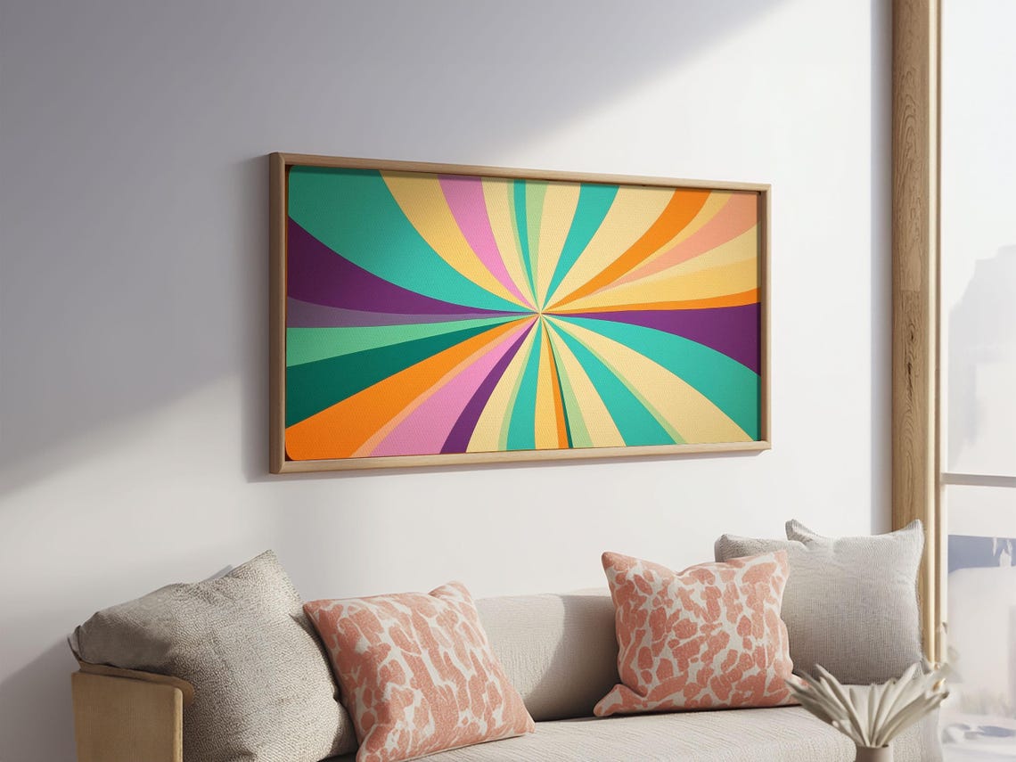 Star Burst Sunset Decor Framed Print Mid Century Modern Wall Art Scandinavian Style Wall Art Home Decor - Image 4