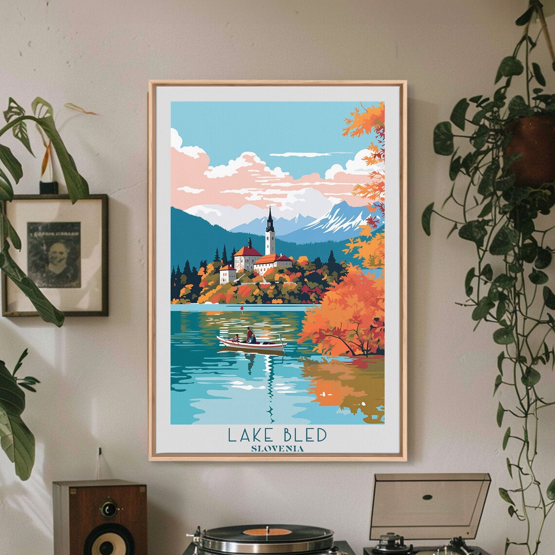 Lake Bled Slovenia Island Church Autumn Boat Ride Travel Poster - Image 3