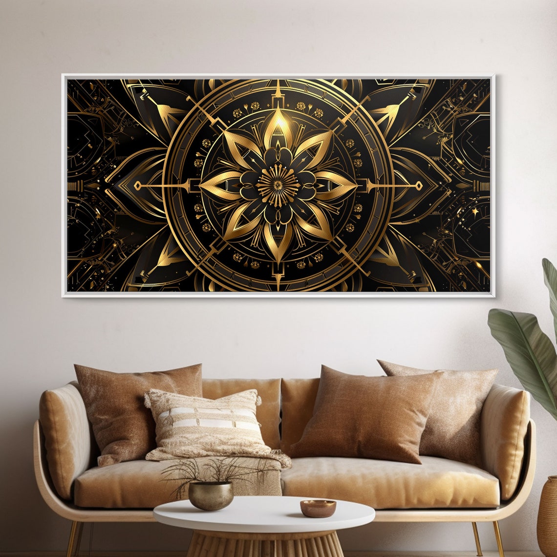 Black Gold Art Deco Floral Mandala Geometric Medallion Luxury Poster - Image 6