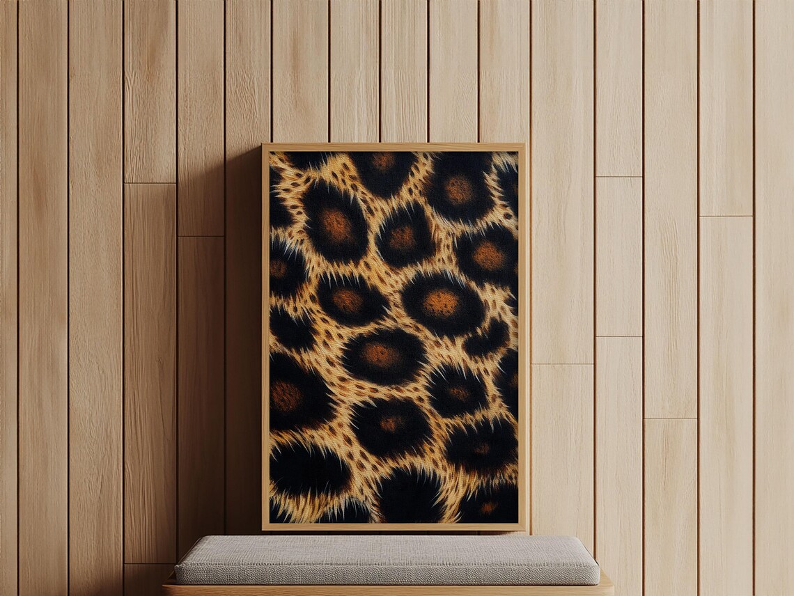Leopard Print Fur Spots Pattern Tall Rustic Animal Farmhouse Decor Wall Art Print - Image 6