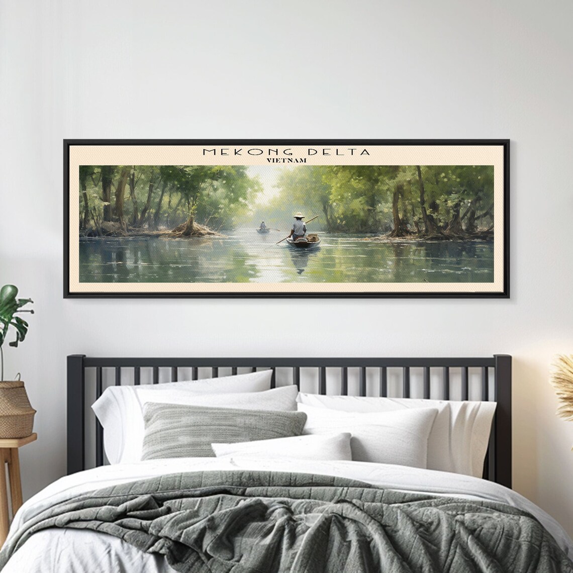 Mekong Delta Vietnam River Boatman Lush Banks Panoramic Poster - Image 4
