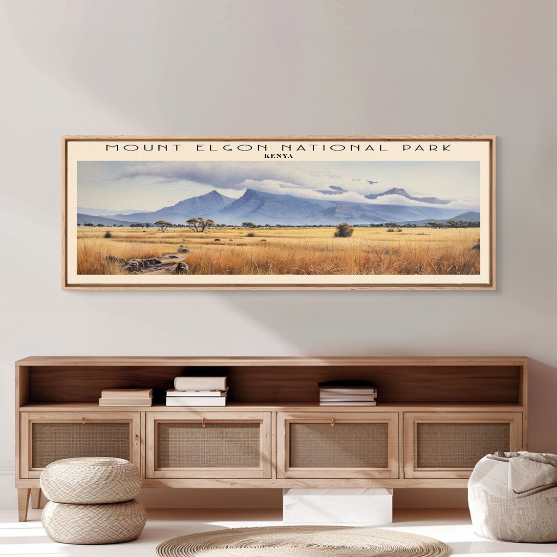 Mount Elgon National Park Kenya Golden Grasslands Peak Panoramic Travel Poster - Image 2