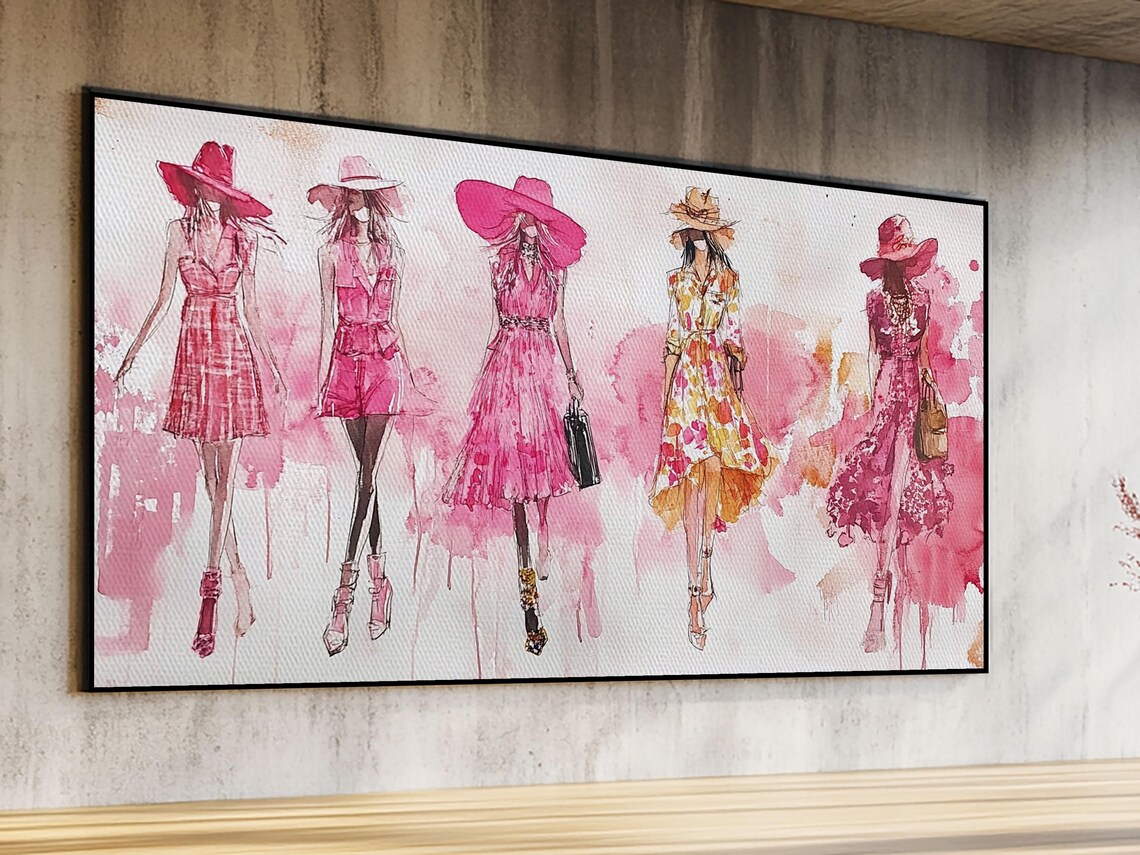Fashion Sketch Print Pink Wall Art Whimsical Decor Fashionista Gift Idea Artistic Living Room Accent Modern Feminine Aesthetic - Image 6