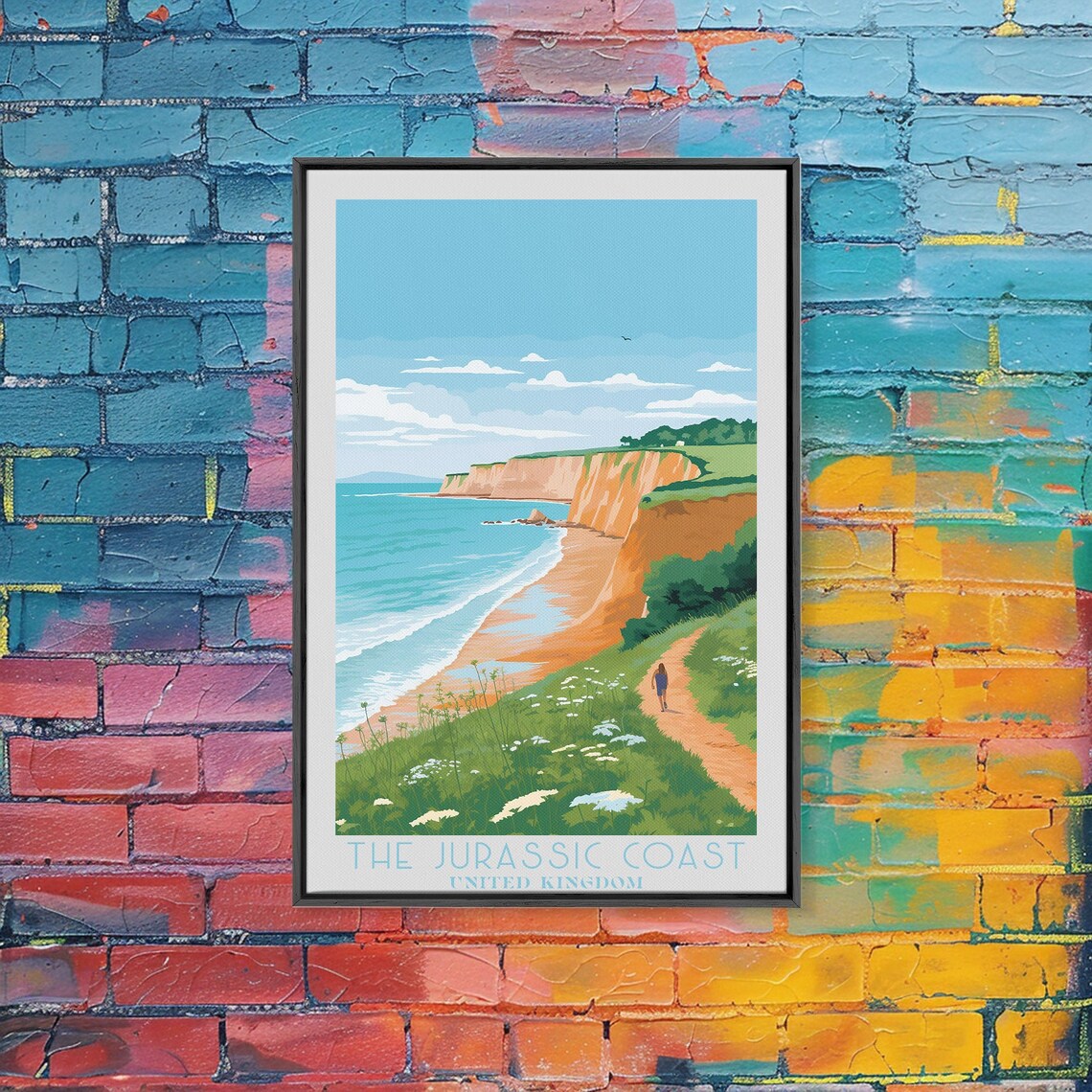 Jurassic Coast England Cliff Path Beach Walk Coastal Travel Poster - Image 3