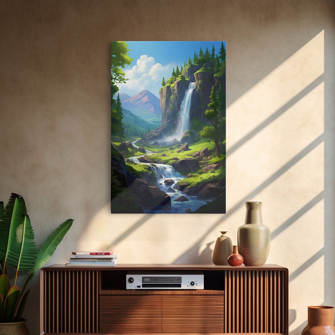 Waterfalls Landscape Art Print, Vertical Wall Art - Image 3