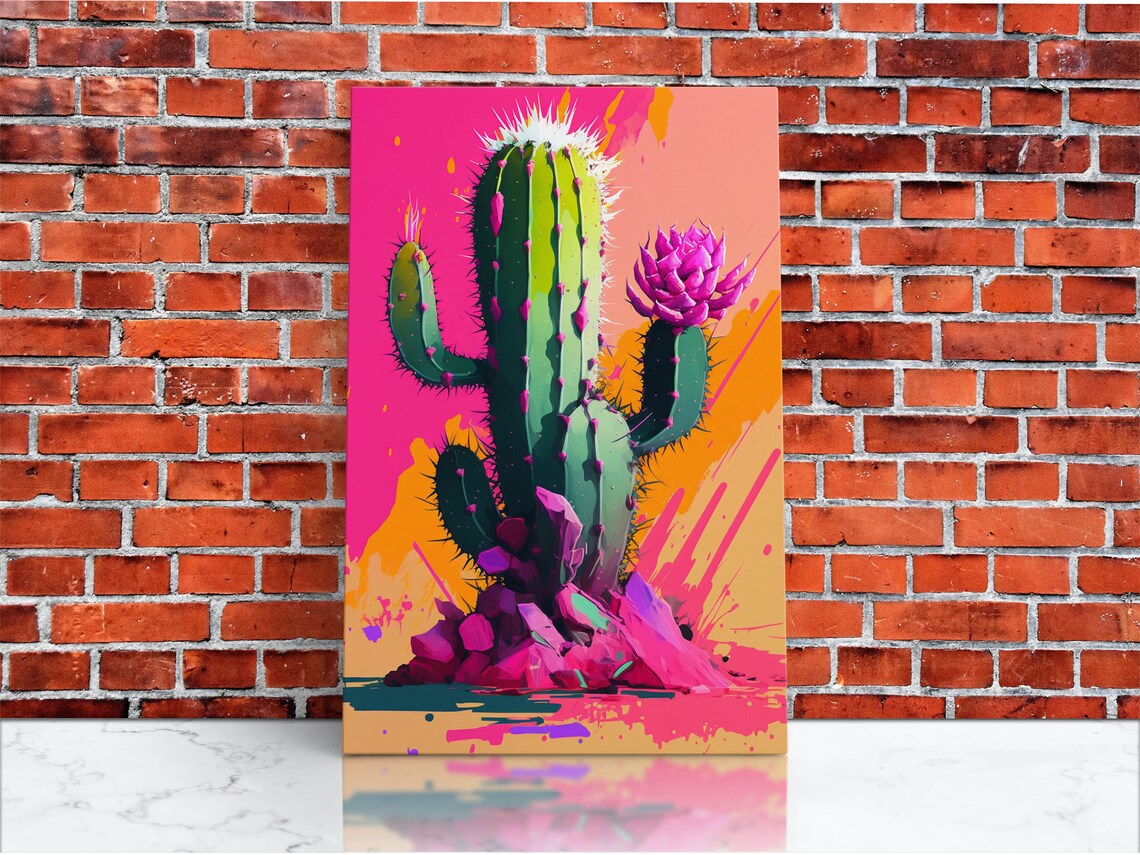 Mexico Cactus Pop Art, Synthwave Western Art Print - Image 3