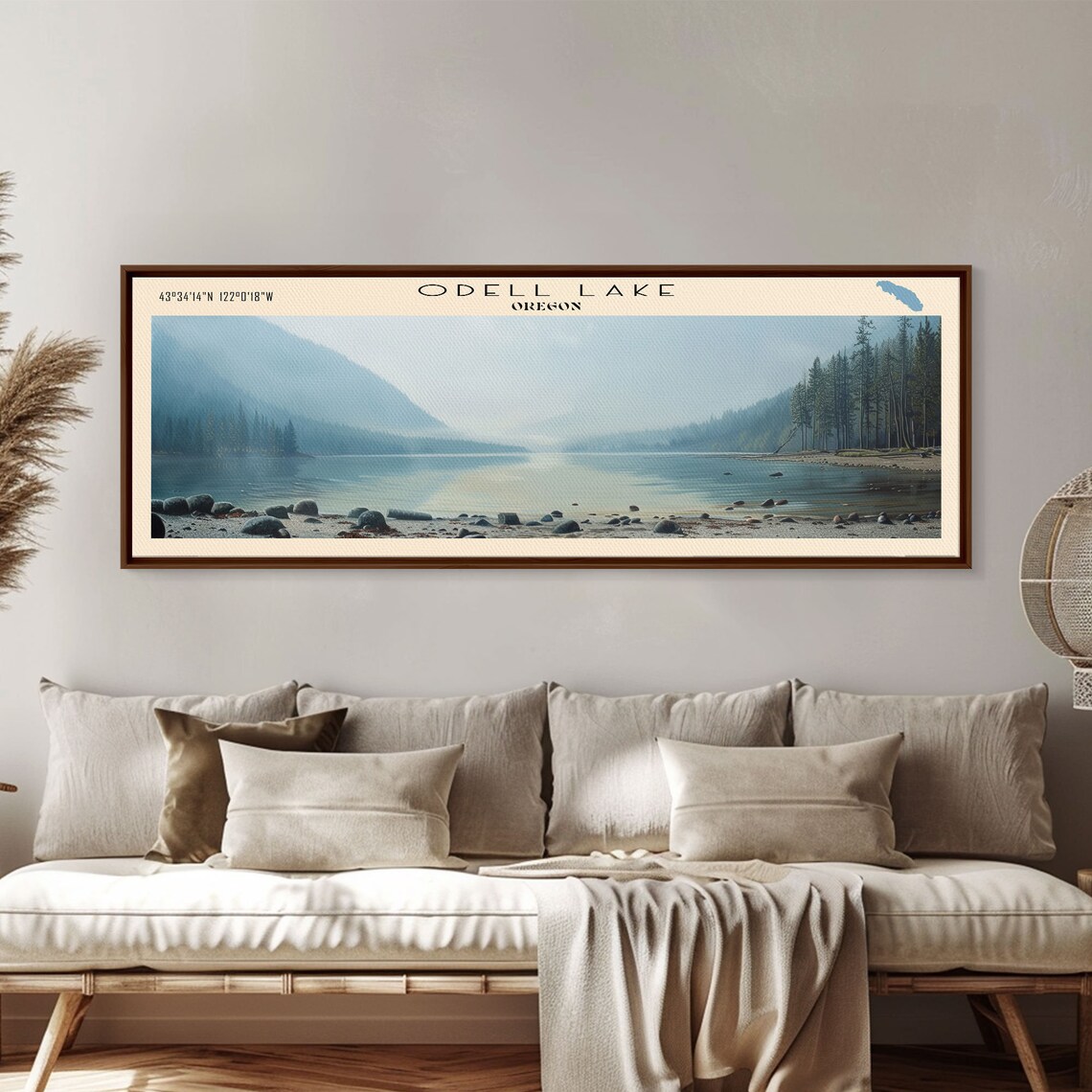 Odell Lake Oregon Misty Pale Blue Mountain Shoreline Lake View Poster - Image 4