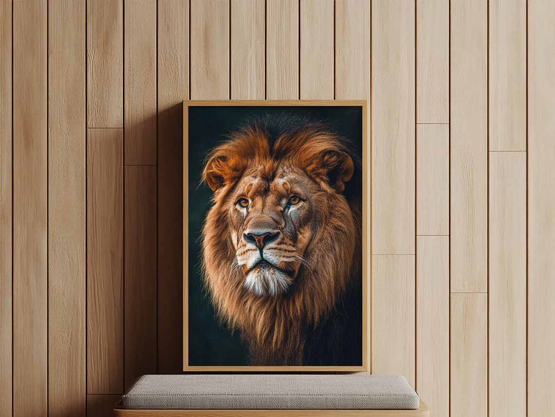 Majestic Lion Portrait Dark Moody Wildlife Photography Art Print - Image 6