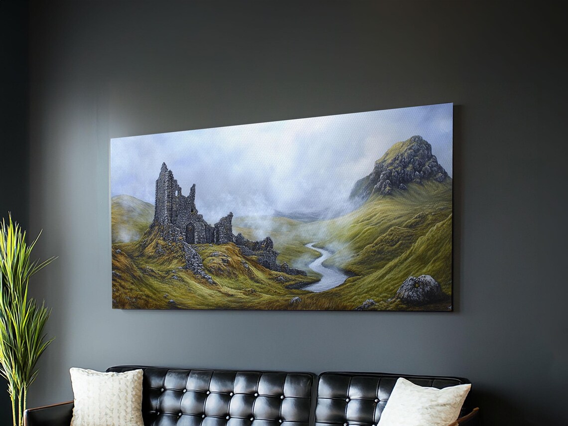 Irish Castle Ruins Landscape Art Print, Ireland - Image 6