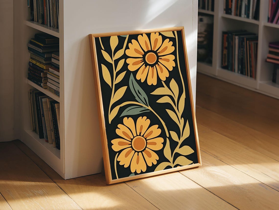 Flowers Painting Print Retro Floral Botanical Flower Market Wall Art Vintage Print Flowers Painting Floral Wall Art - Image 4