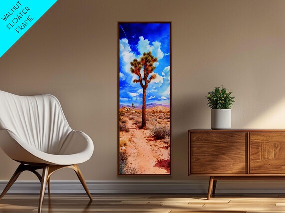 Watercolor Painting Print Of Joshua Tree California Framed Print Tall Skinny Art Landscape Painting Of Joshua Tree California