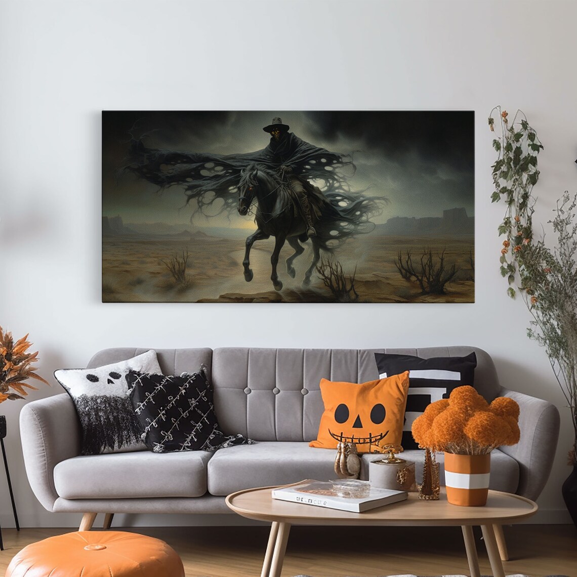 Ghost Cowboy Grim Reaper Horse Desert Night Ride Spooky Western Art Poster - Image 5