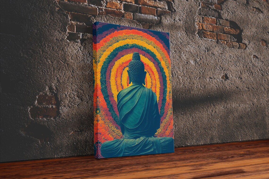 Colorful Rainbow Buddha, Yoga Studio Art Print - Image 6