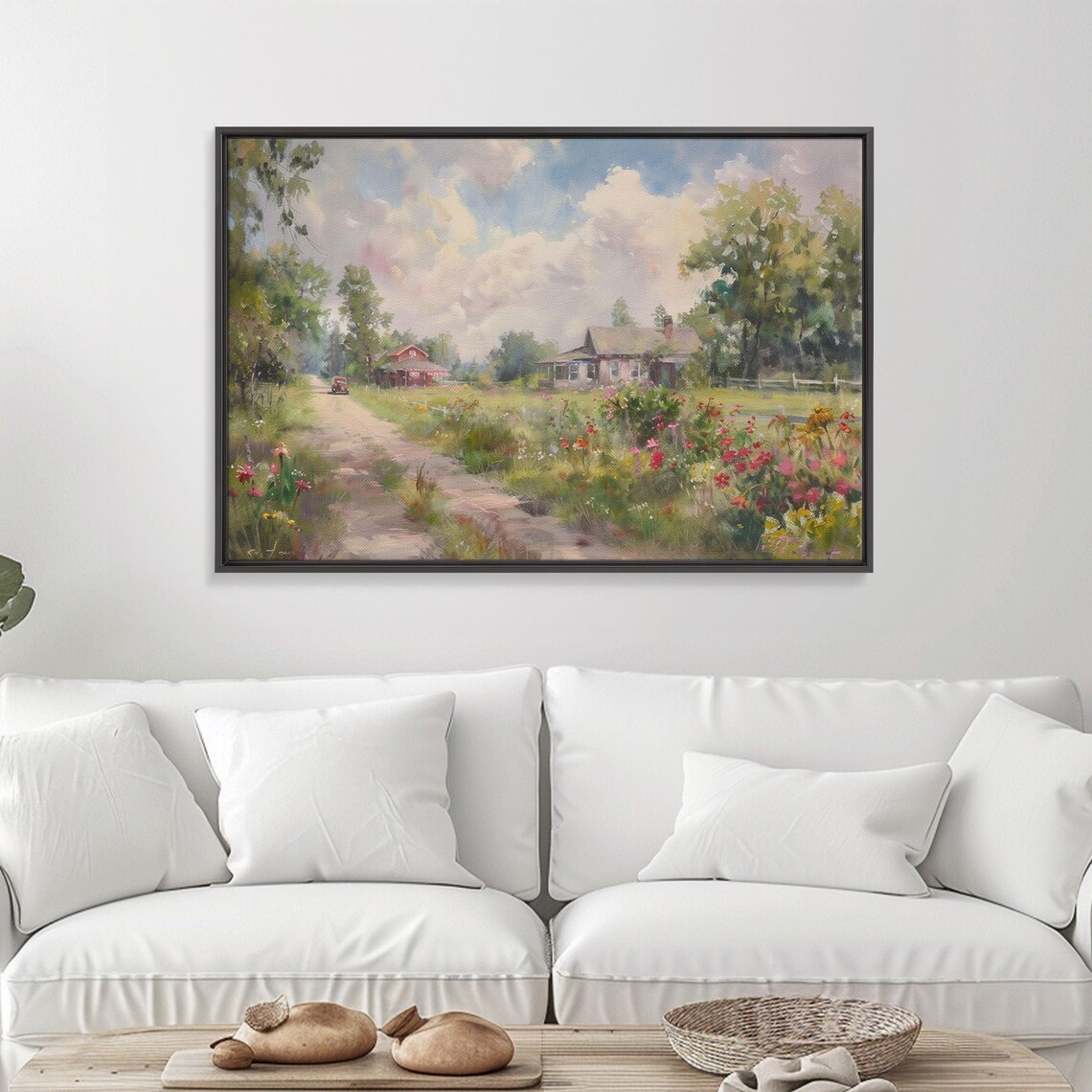 Summer Country Road Wildflowers Farmhouse Watercolor Landscape Poster - Image 4
