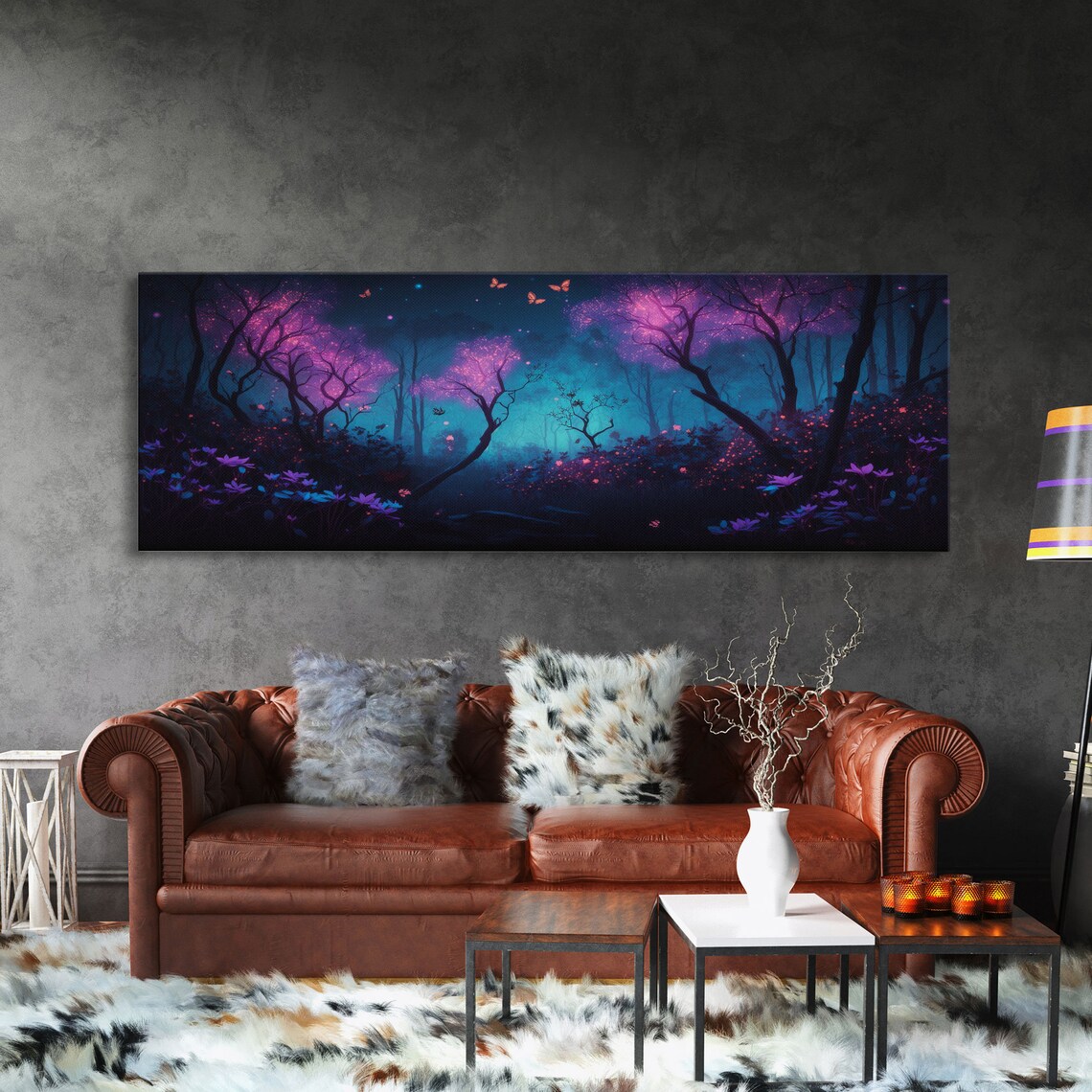 Fantasy Forest with Butterflies and Fireflies Art Print - Image 3