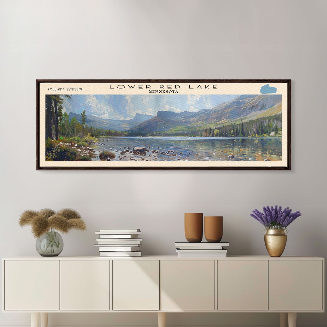 Lower Red Lake Minnesota Rocky Shore Forest Mountain Blue Water Poster - Image 4