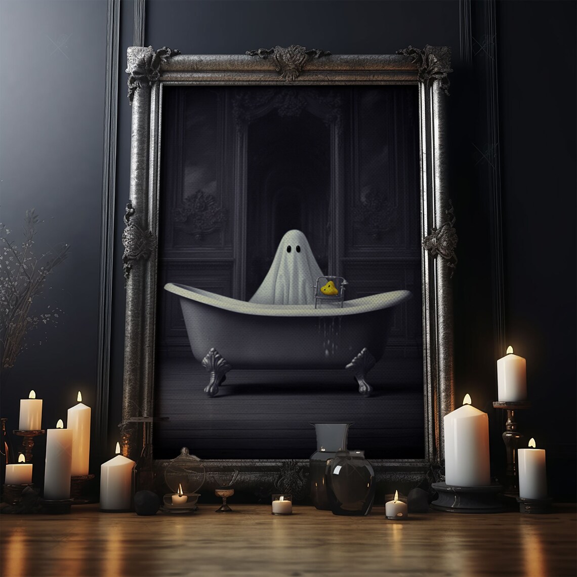 Ghost Bathroom Halloween Wall Art Print, Funny Decor - Image 4