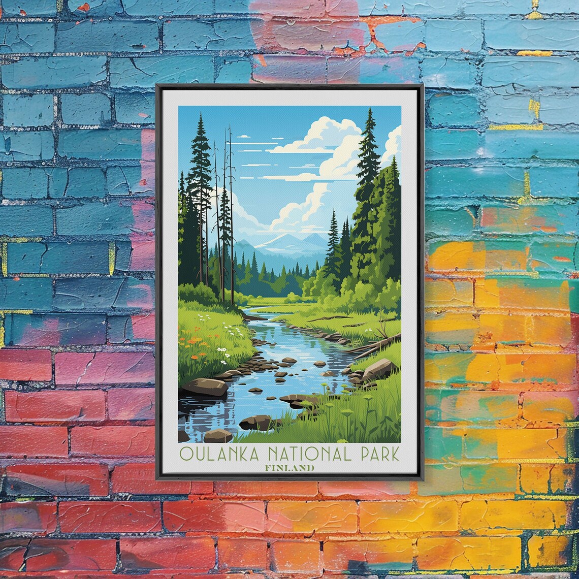 Oulanka National Park Finland Pine Forest Stream Wildflowers View Poster - Image 2