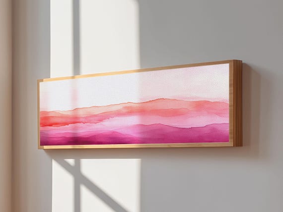 Horizontal Print Abstract Pink Landscape Extra Wide Moody Art Minimalist Wabi Sabi Bedroom Wall Decor Living Room Pastel