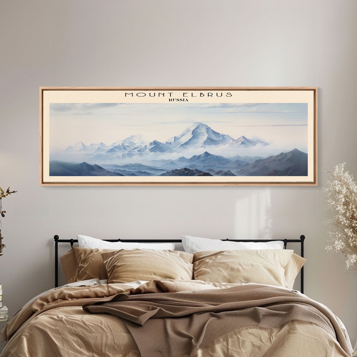 Mount Elbrus Russia Snowy Peak Misty Mountain Range Panoramic Poster - Image 3