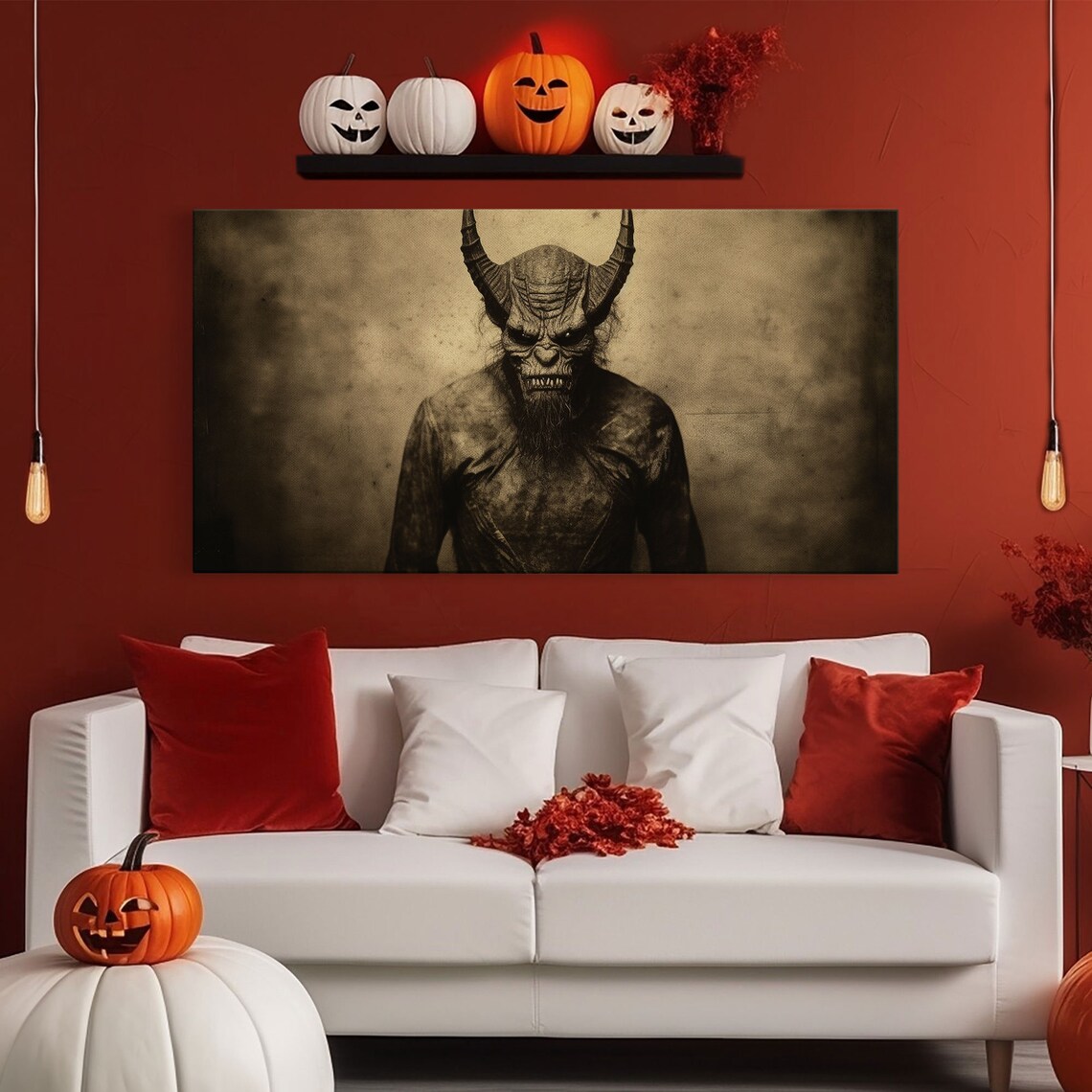 Horned Demon Creature Sepia Vintage Photograph Creepy Horror Wall Art Poster - Image 5