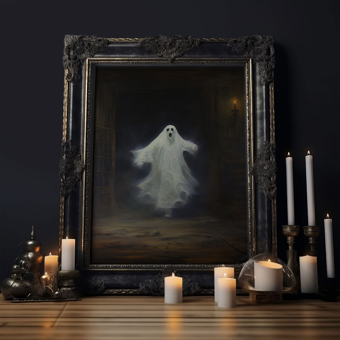 The Haunted Library, Spooky Gothic Victorian Halloween Art Print - Image 5