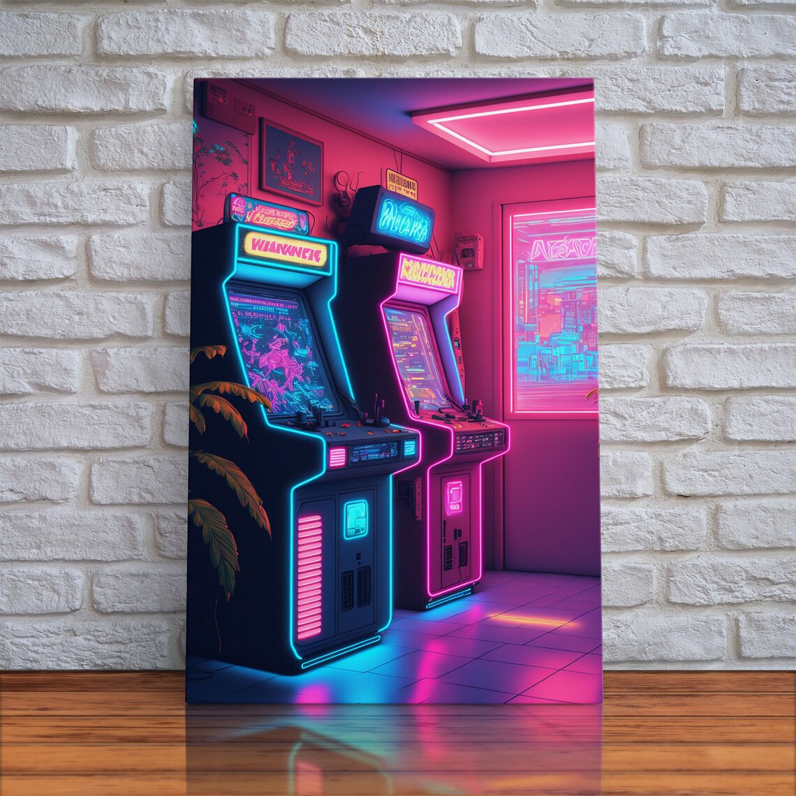Retrowave Arcade Room Neon Gamer Art, Poster Print - Image 4