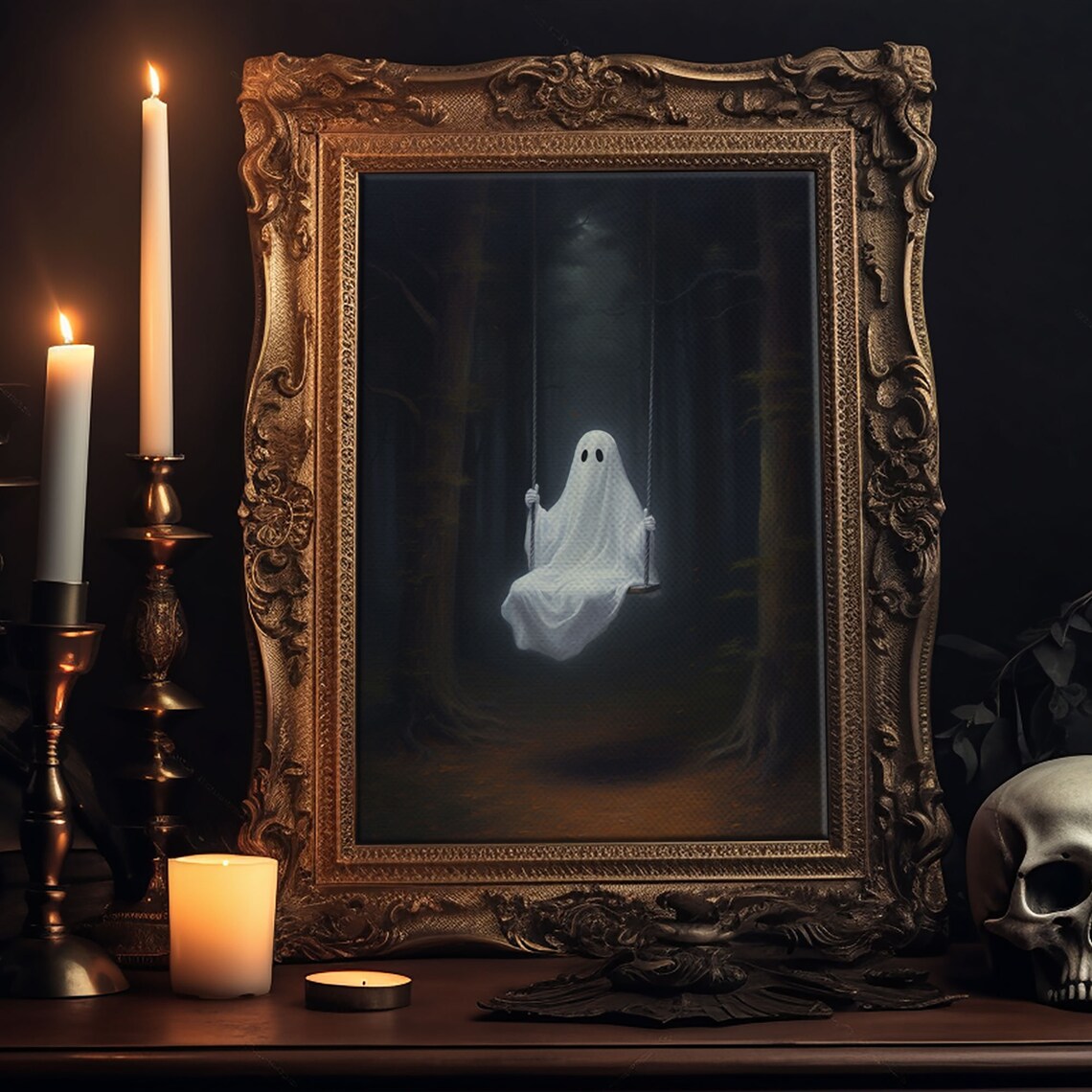 Playground Ghost Vintage Halloween Art Print, Goth Decor - Image 5
