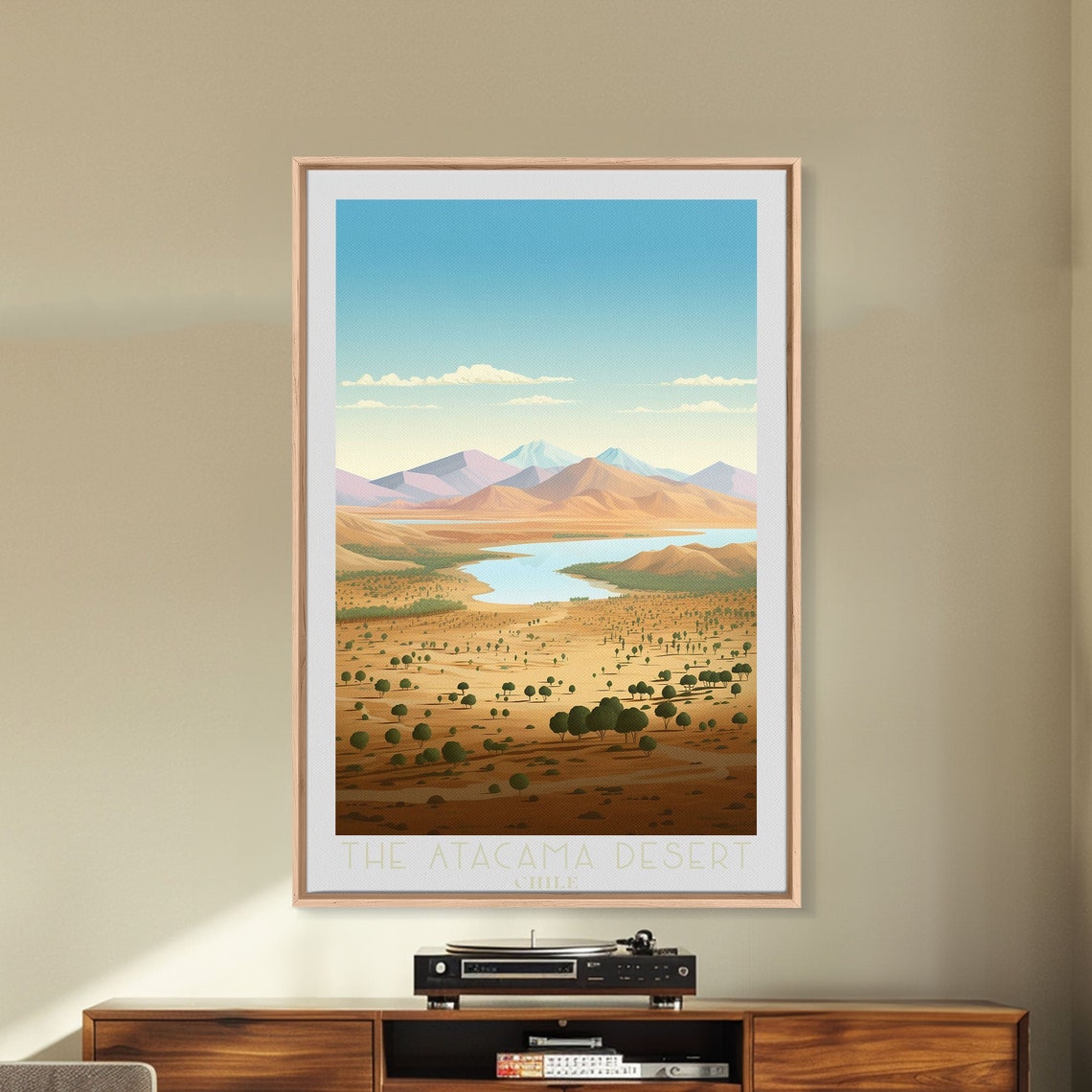 The Atacama Desert Chile River Valley Mountain Retro Style Art Poster - Image 5