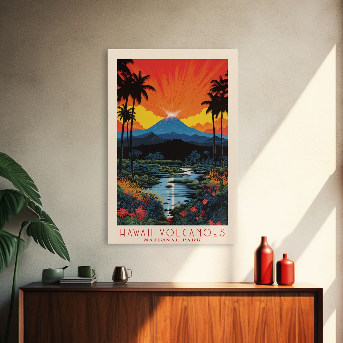 Hawaii Volcanoes National Park Travel Poster Art Print Wall Art Hawaii Travel Art Midcentury Modern Travel Decor Wall Art - Image 4