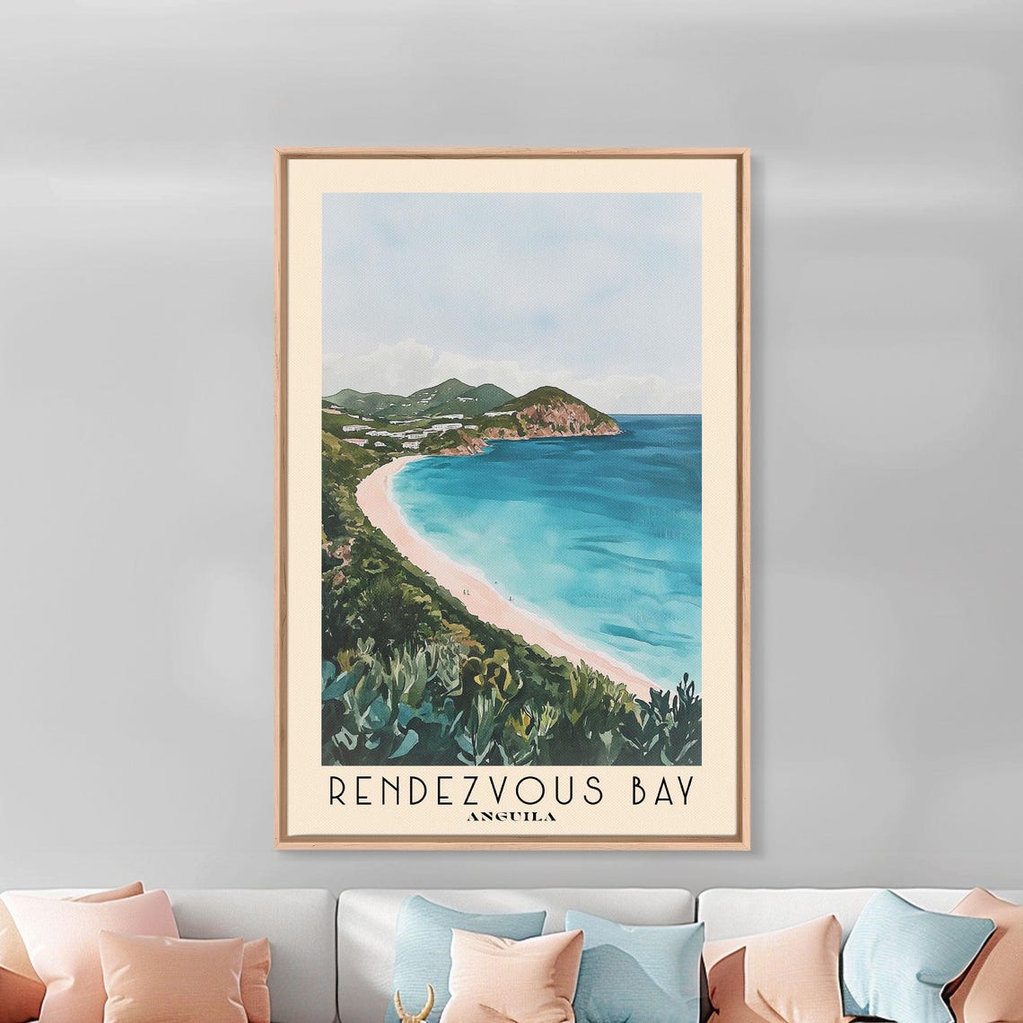 Rendezvous Bay Anguilla Crescent Beach Aerial View Travel Poster - Image 2